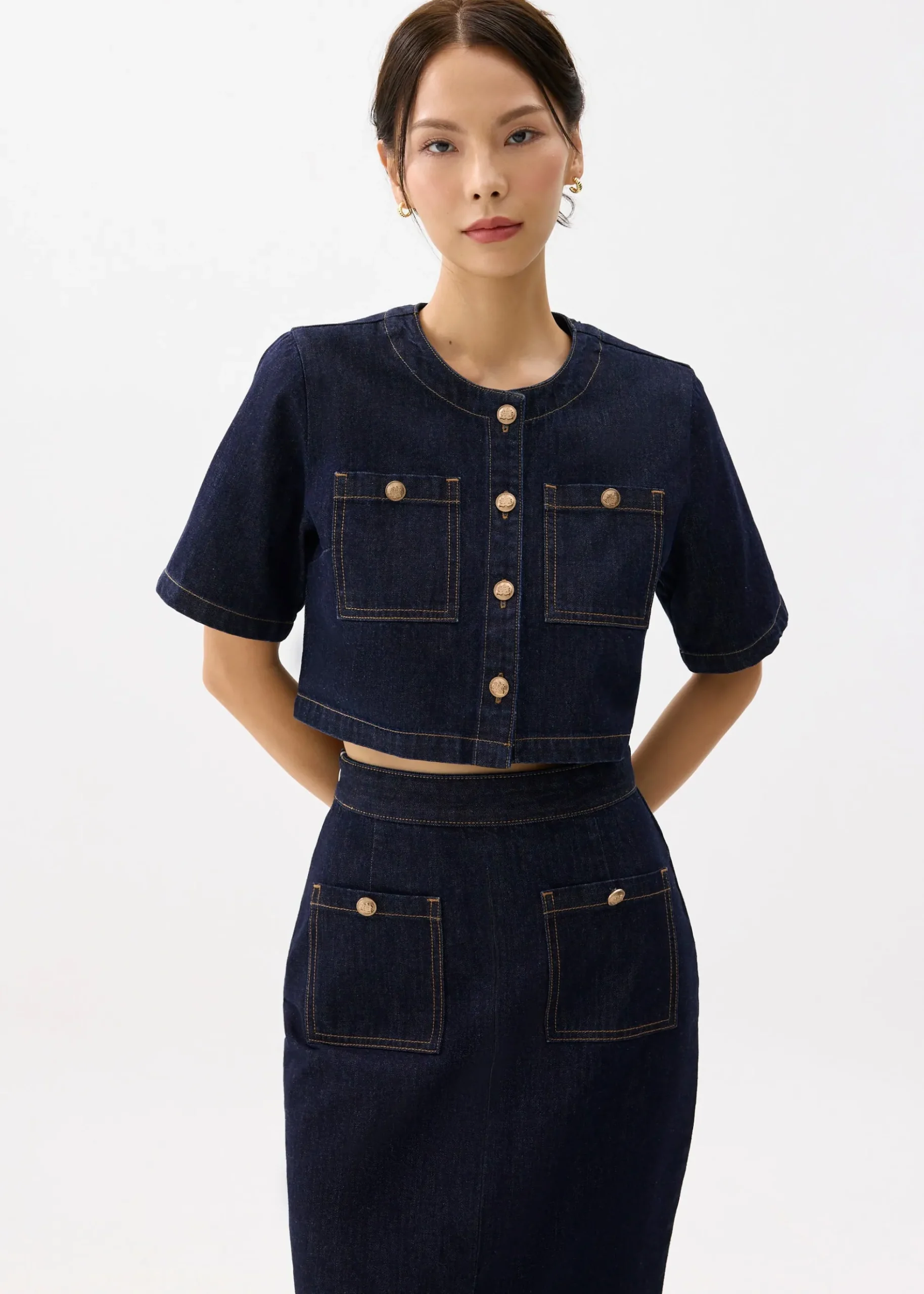 Denim Cropped Boxy Top