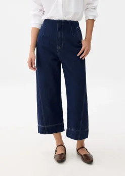 Denim Cropped Wide Leg Culottes