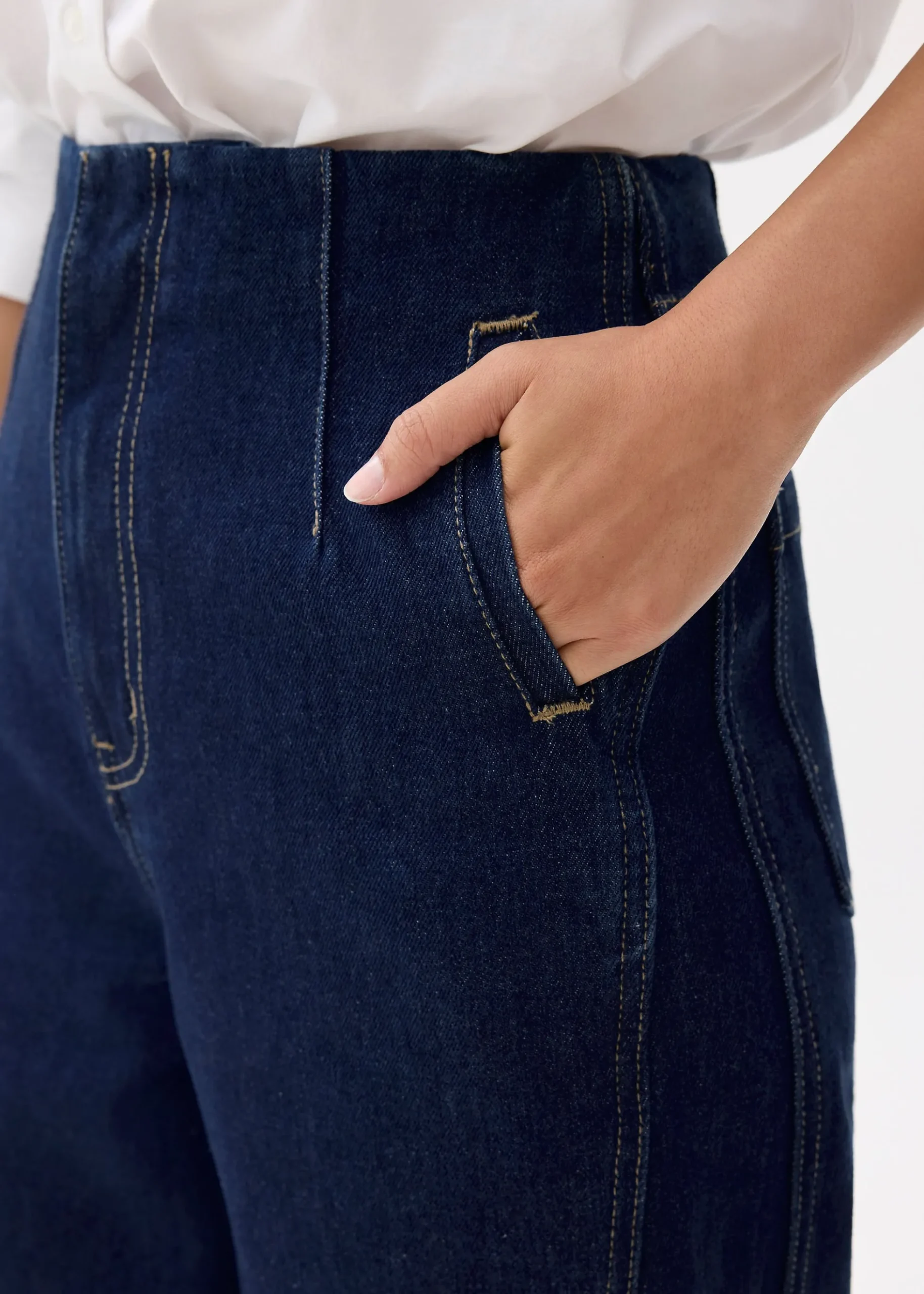 Denim Cropped Wide Leg Culottes