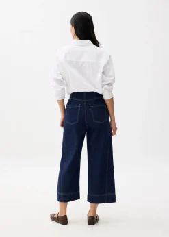 Denim Cropped Wide Leg Culottes