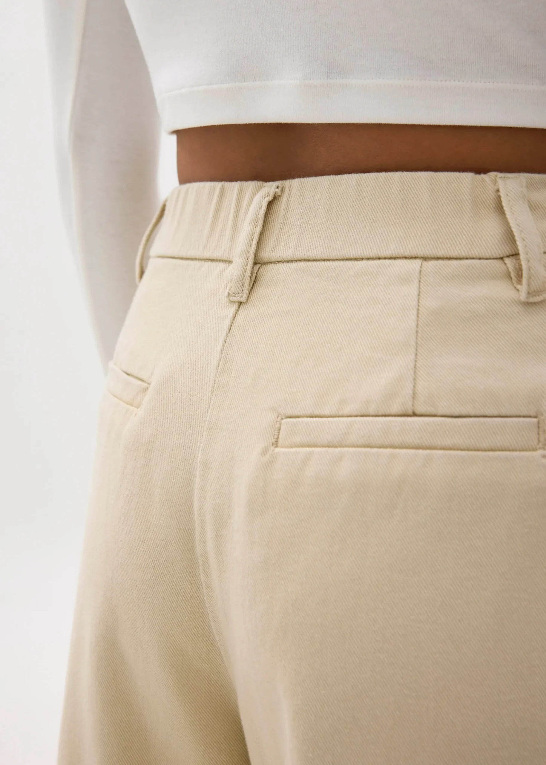 Denim Elastic Pleated Straight Leg Jeans