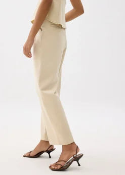 Denim Elastic Pleated Straight Leg Jeans