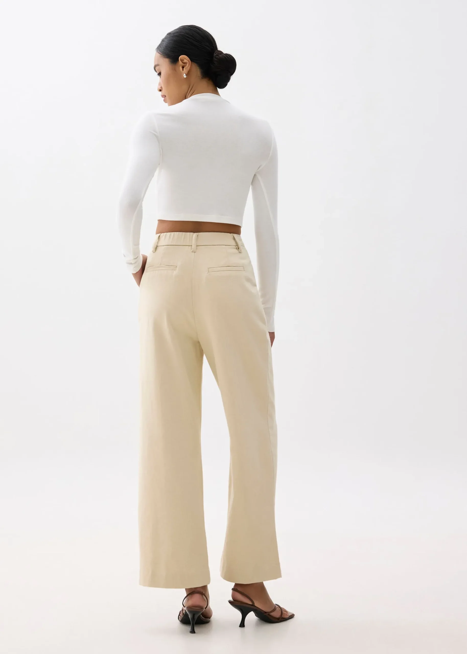 Denim Elastic Pleated Straight Leg Jeans