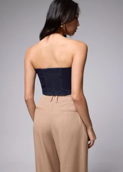 Denim Fitted Crop Tube Top