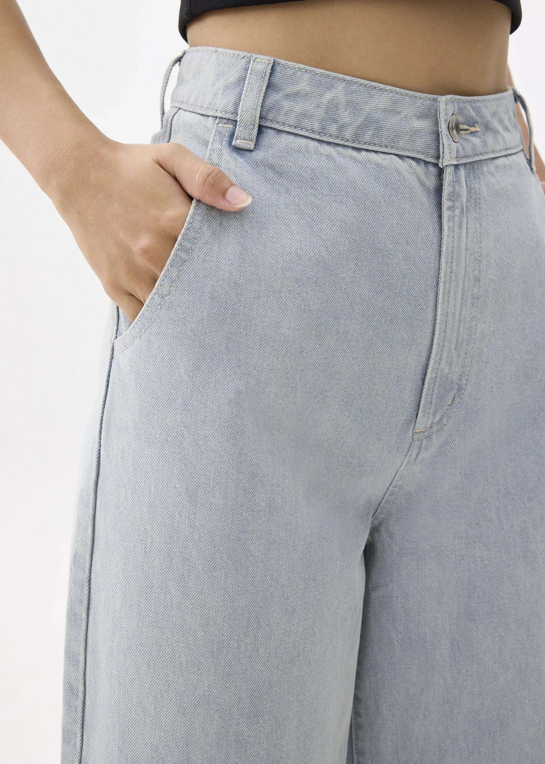 Denim High Rise Wide Leg Jeans