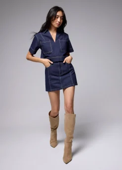 Denim High Waist A-line Mini Skirt
