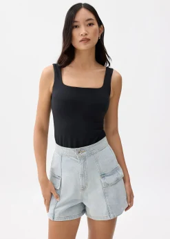 Denim High Waist A-line Shorts