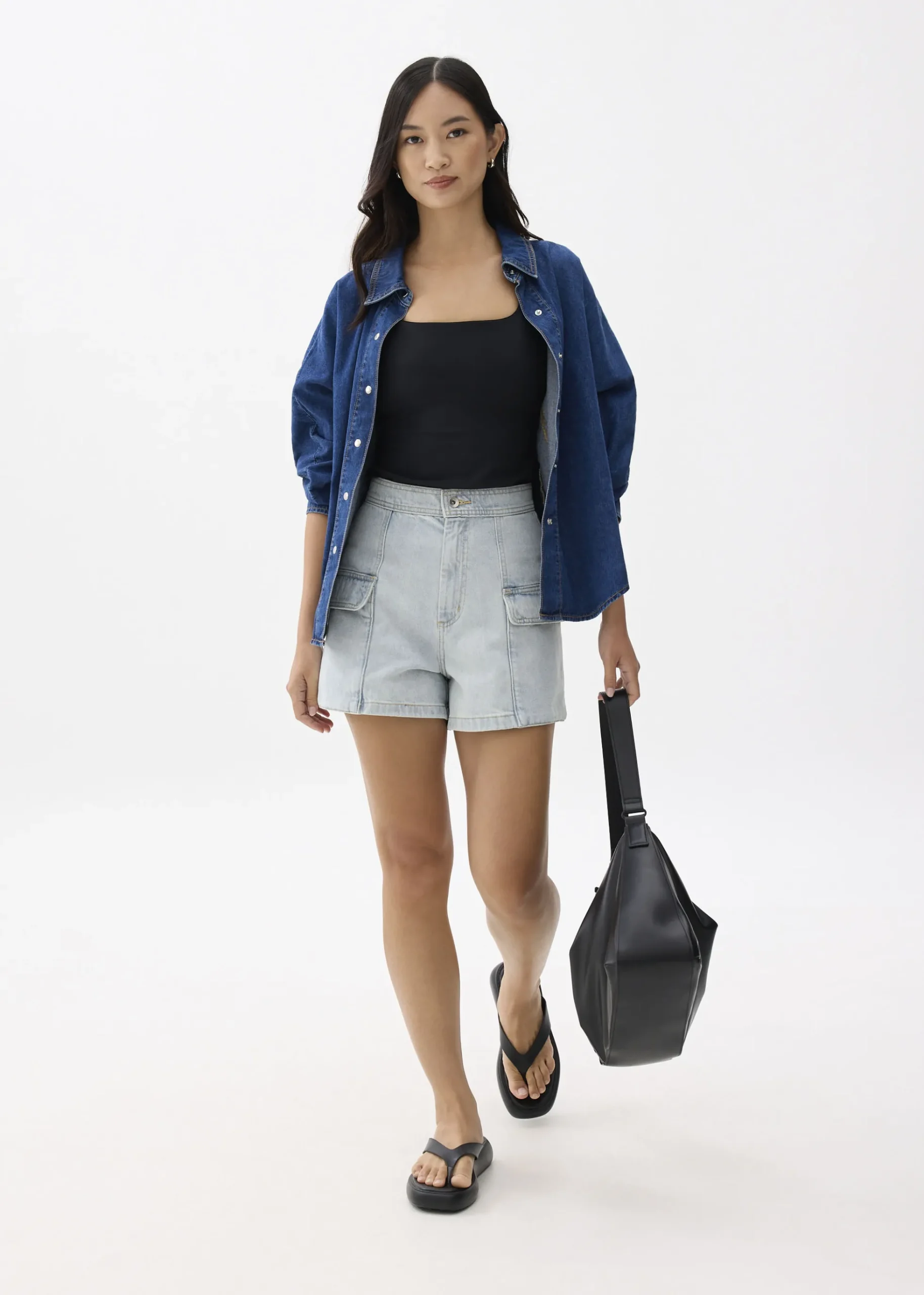 Denim High Waist A-line Shorts