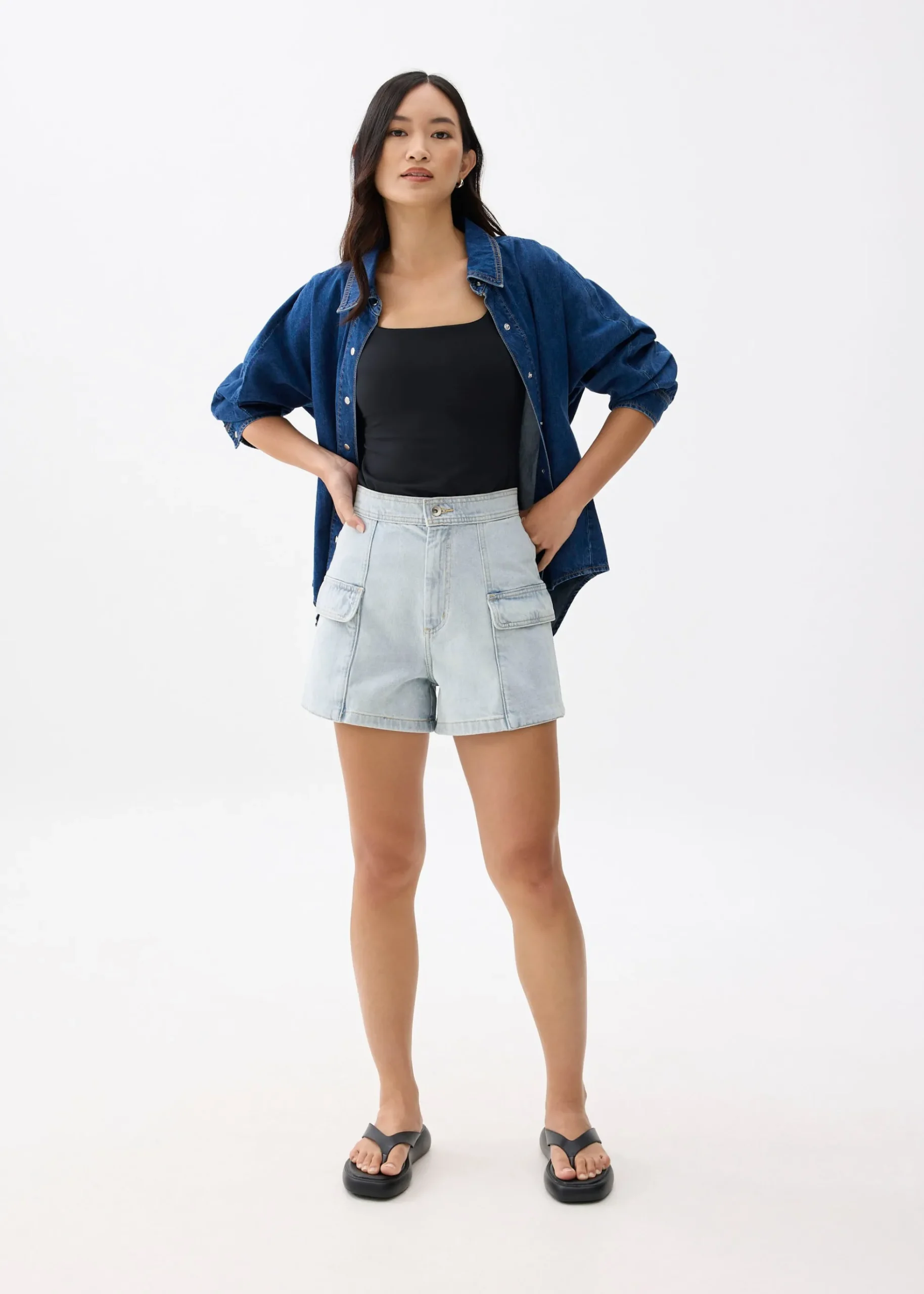 Denim High Waist A-line Shorts