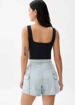 Denim High Waist A-line Shorts