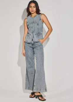 Denim Round Neck Fitted Vest