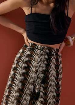 Detachable Sash Straight Leg Ankle Length Pants in Oasis Flow