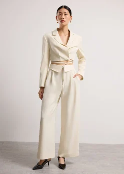 Detachable Waistband Flap Straight Leg Pants