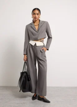 Detachable Waistband Flap Straight Leg Pants