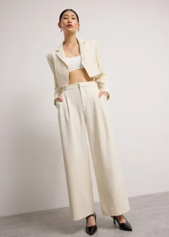 Detachable Waistband Flap Straight Leg Pants