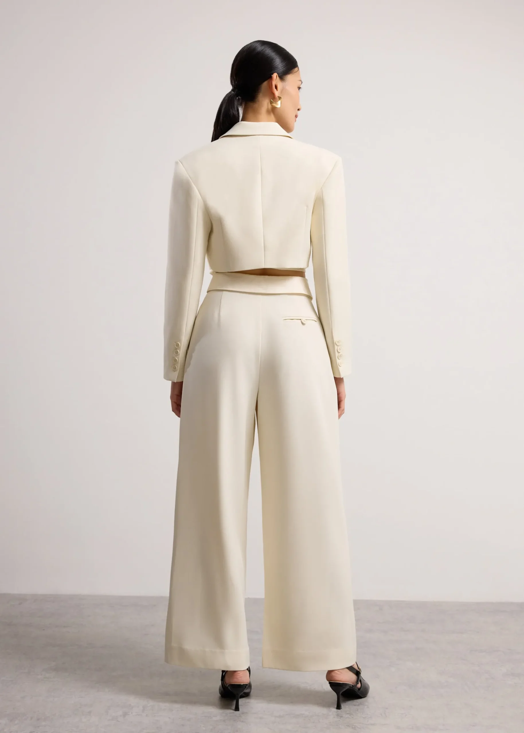 Detachable Waistband Flap Straight Leg Pants