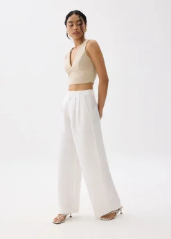 Devika Linen Tailored Wide Leg Pants
