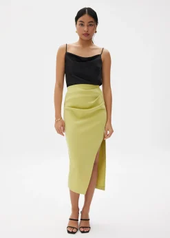 Divya Asymmetric Drape Midi Skirt
