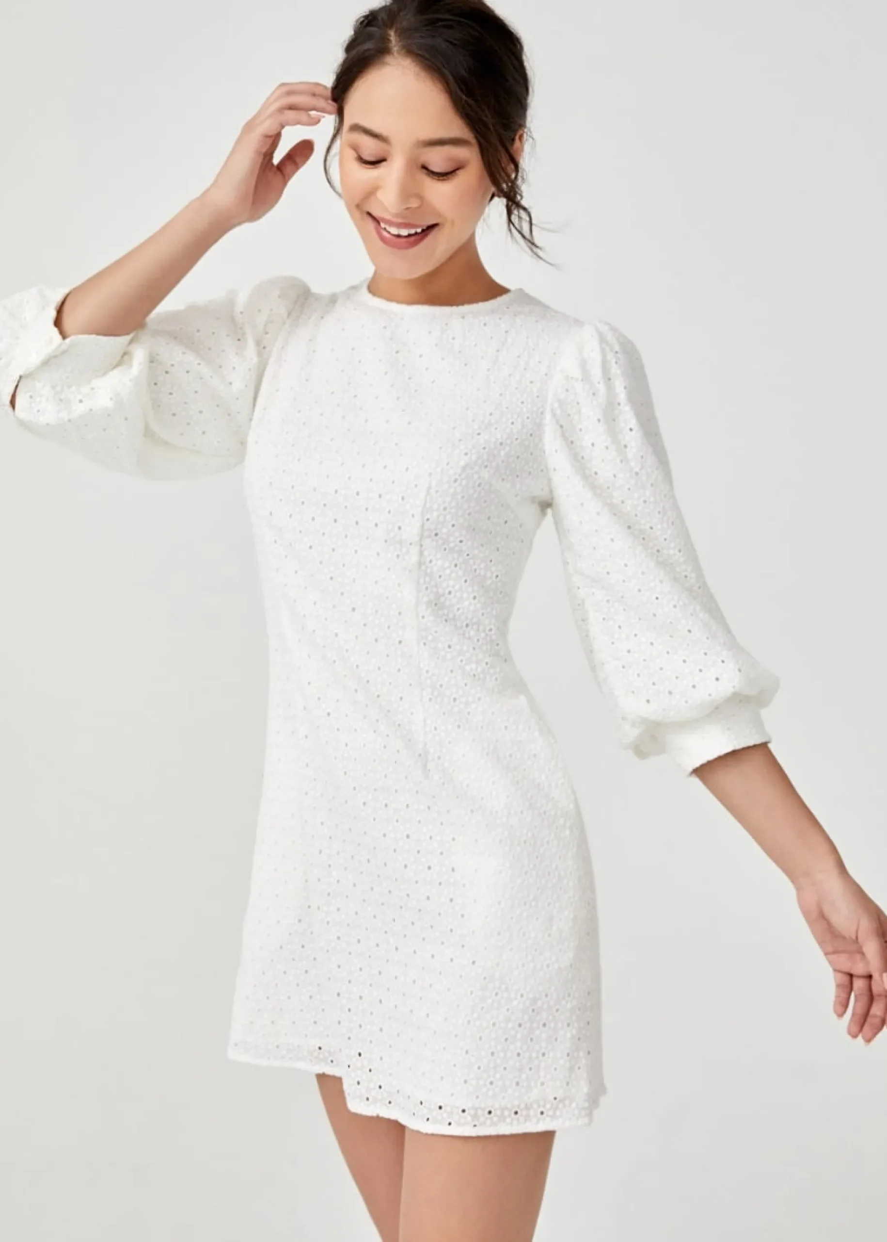 Doanne Broderie Anglaise Puff Sleeve Dress