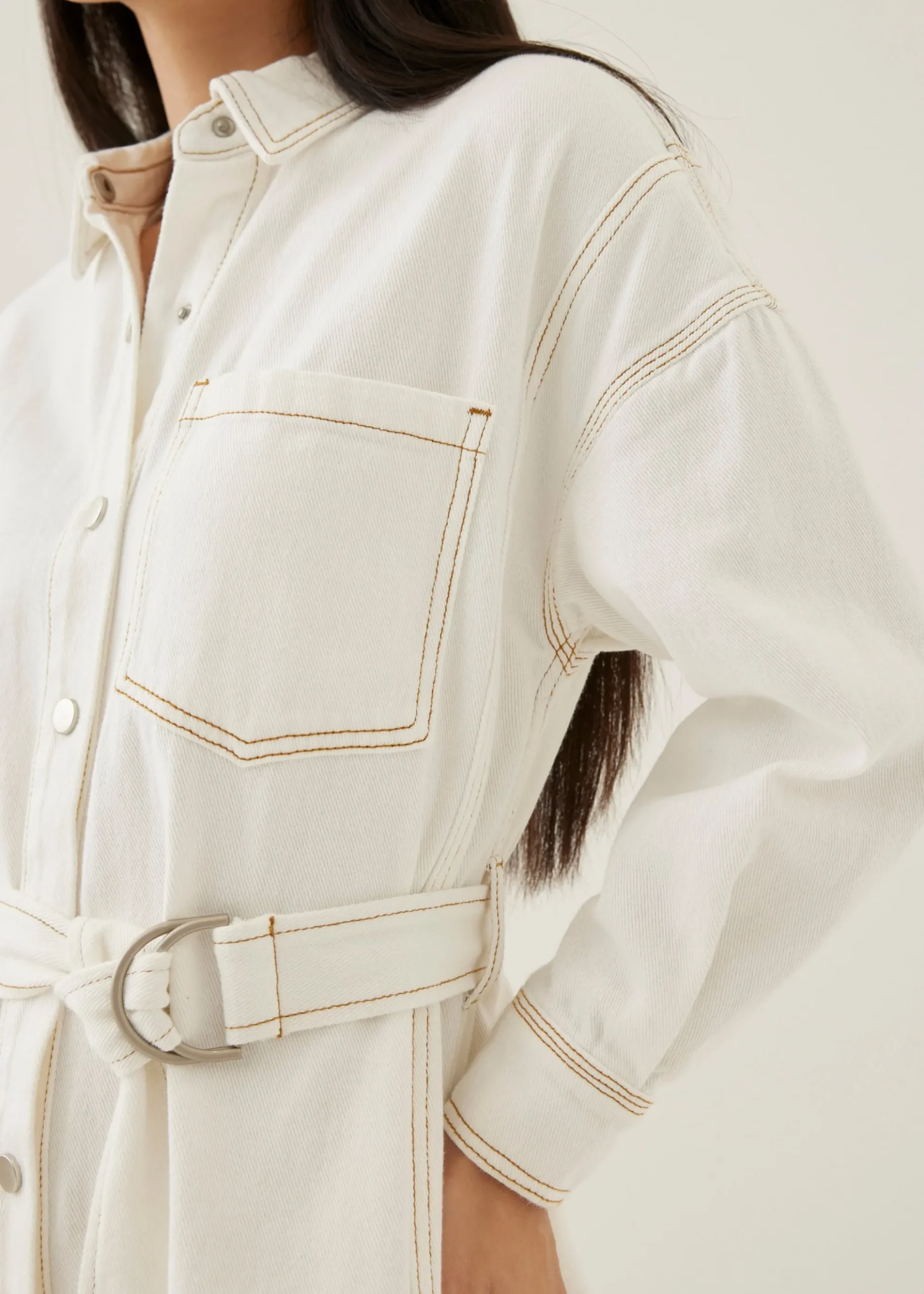 Dovie Denim Belted Mini Shirt Dress