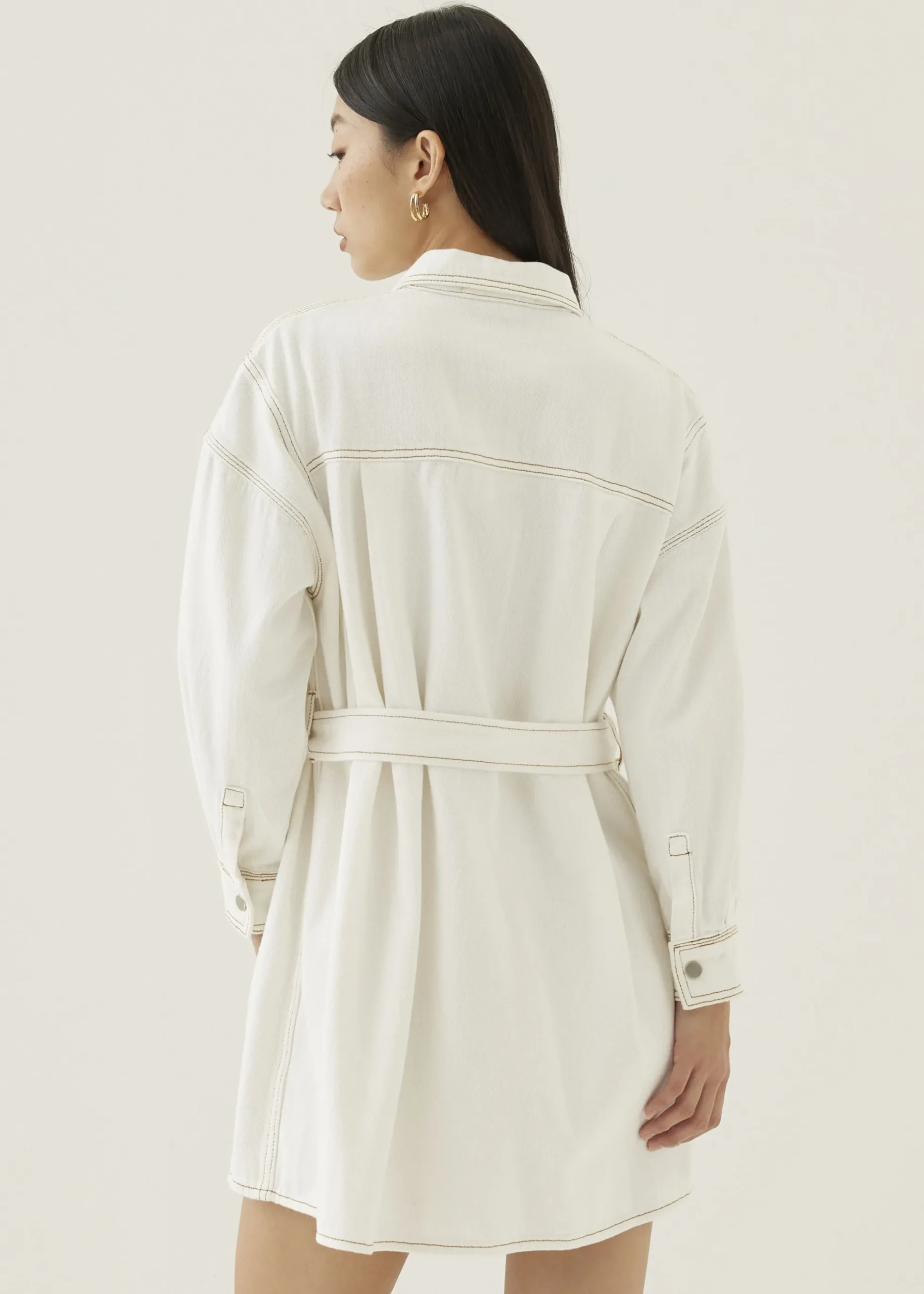 Dovie Denim Belted Mini Shirt Dress