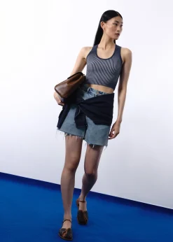 Duo Knit Scoop Neck Crop Tank Top