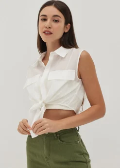 Edeline Tie Waist Collared Blouse