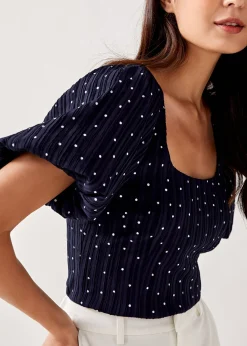 Edith Textured Polka Dot Blouse