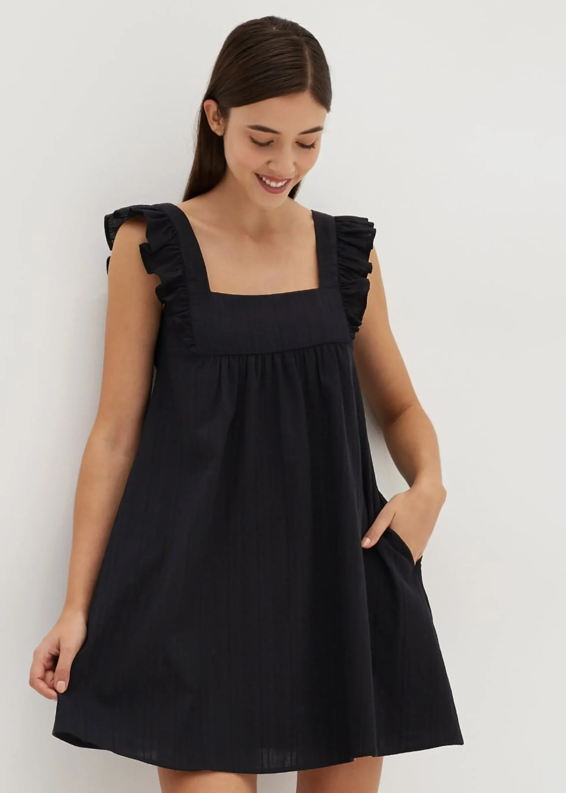 Effie Textured Frill Babydoll Dress