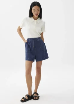 Elastic Chambray High Rise Shorts