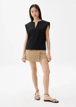 Elastic Cotton A-line Skort
