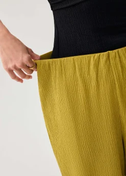 Elastic Crinkled Jersey Wide Leg Pants