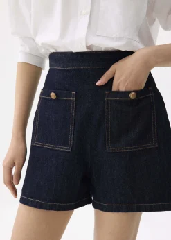 Elastic Denim High Waist Shorts