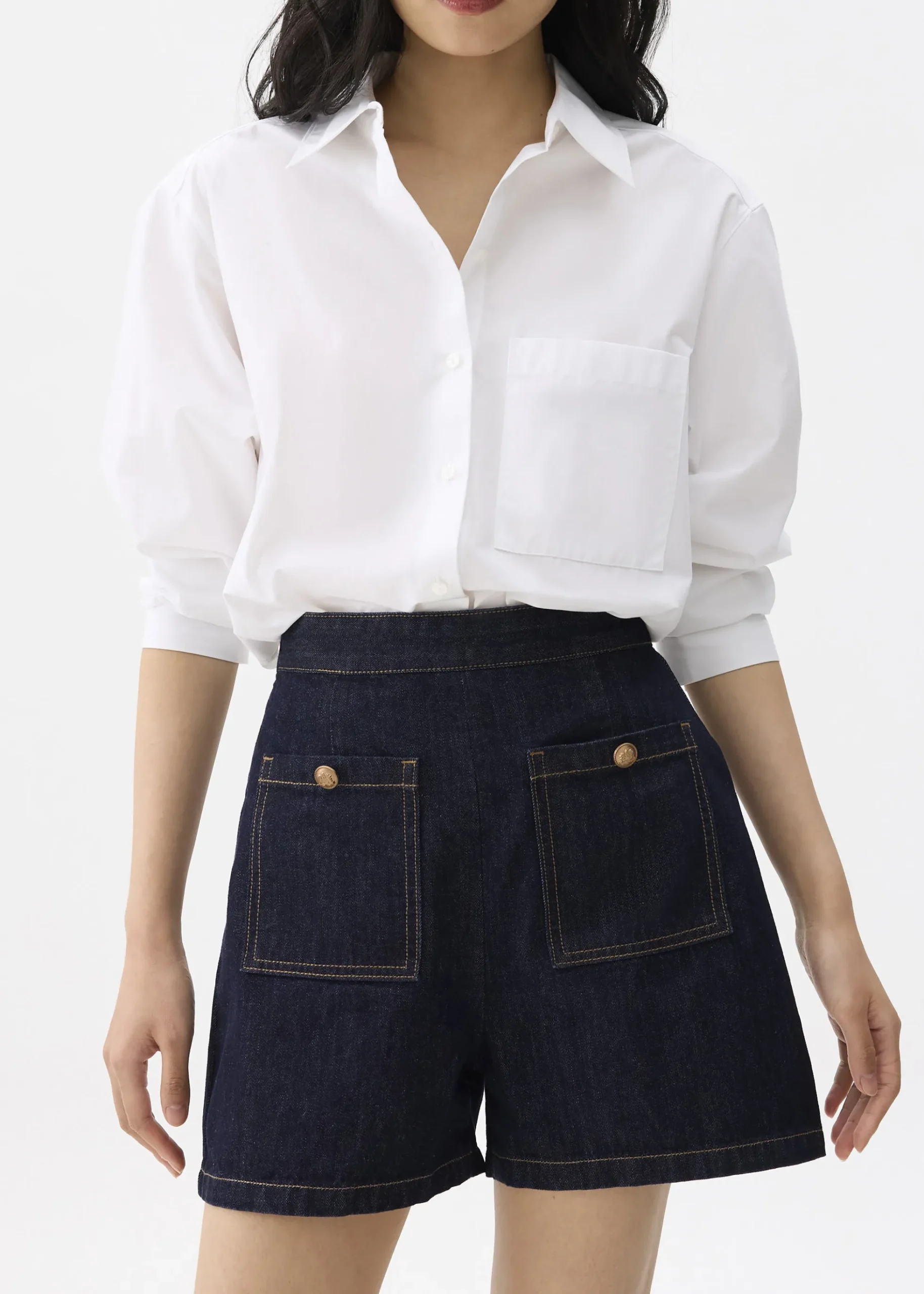 Elastic Denim High Waist Shorts