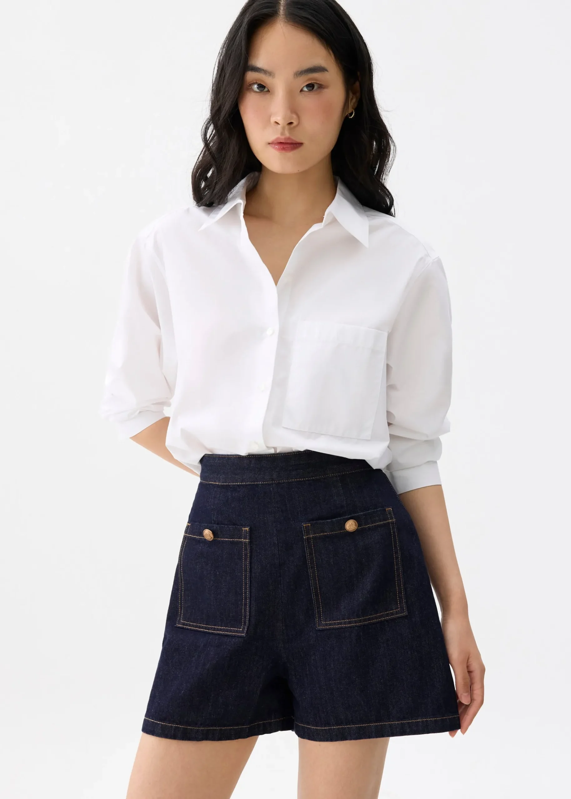 Elastic Denim High Waist Shorts