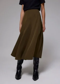 Elastic High Waist Asymmetric Panel Midaxi Skirt