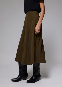 Elastic High Waist Asymmetric Panel Midaxi Skirt