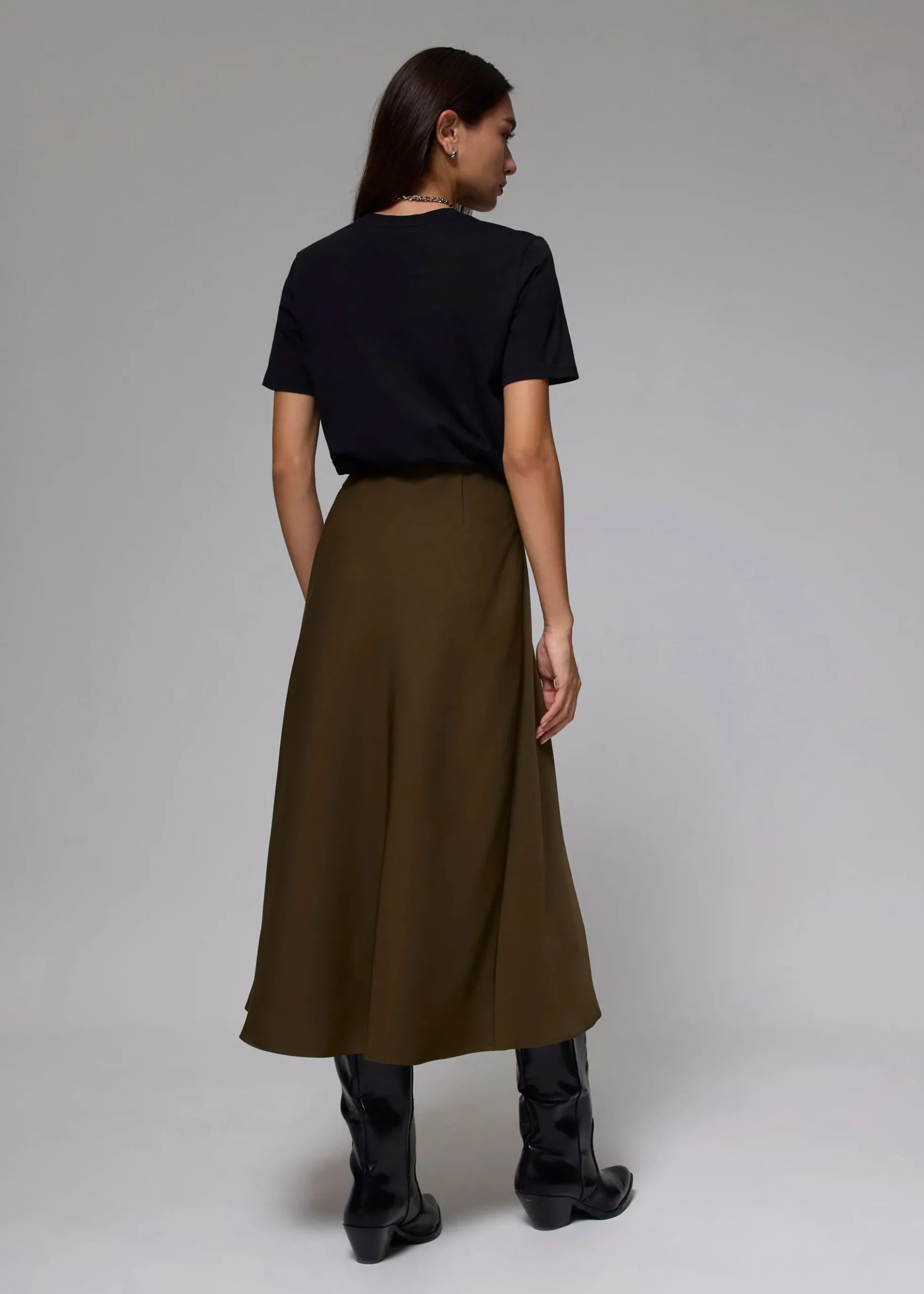 Elastic High Waist Asymmetric Panel Midaxi Skirt