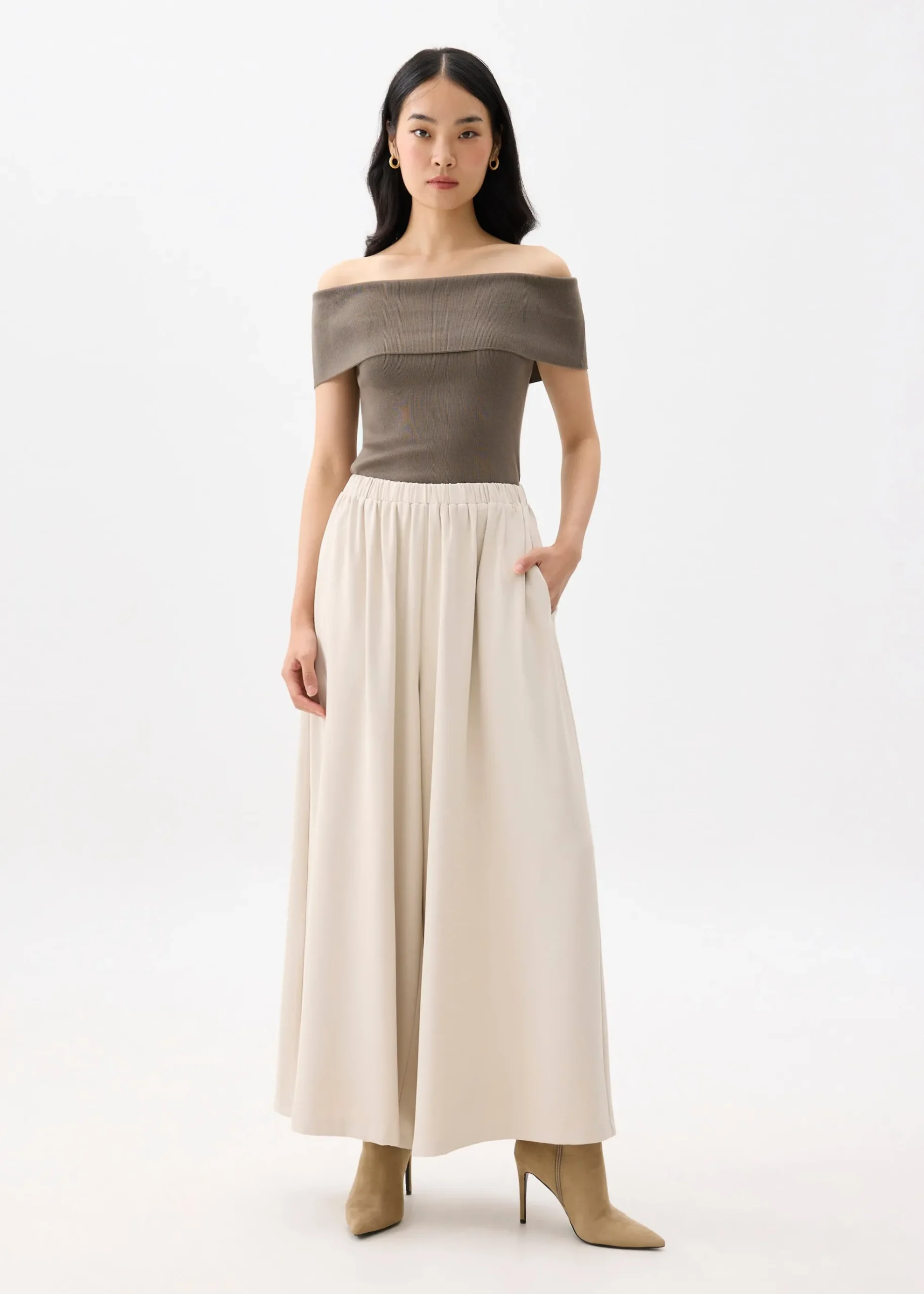 Elastic High Waist Palazzo Pants