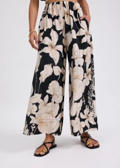 Elastic High Waist Wide Leg Pants in Garden City Blooms