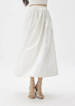 Elastic Jacquard Flare Midaxi Skirt