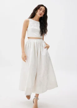 Elastic Jacquard Flare Midaxi Skirt
