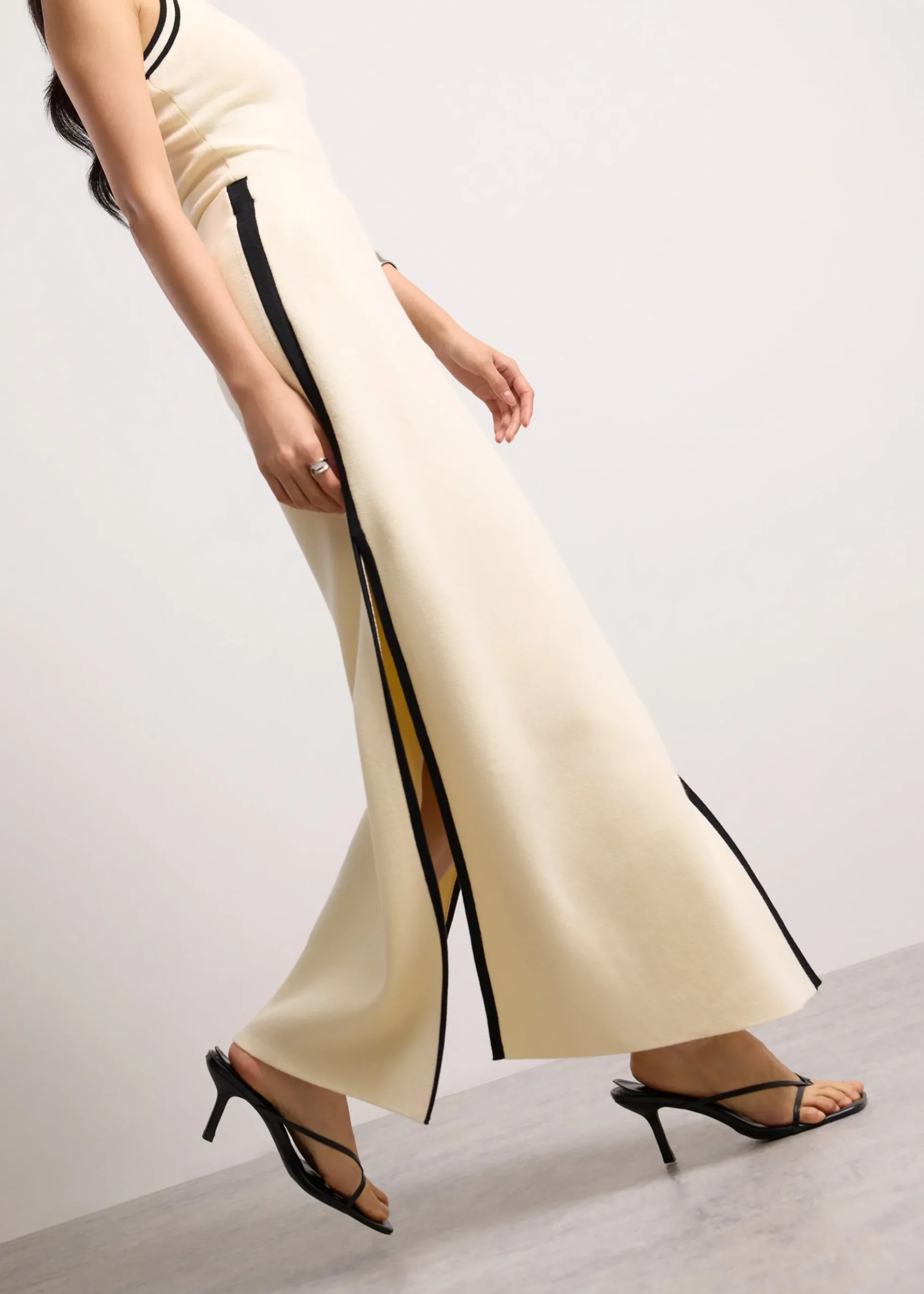Elastic Knit High Waist Column Maxi Skirt