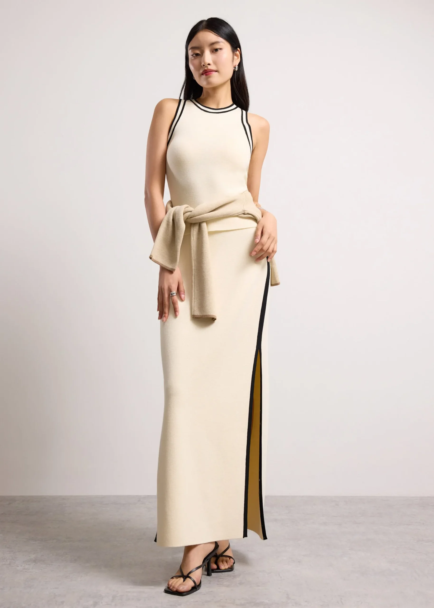 Elastic Knit High Waist Column Maxi Skirt