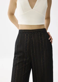 Elastic Lace Wide Leg Pants