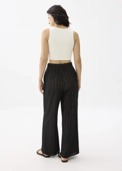 Elastic Lace Wide Leg Pants