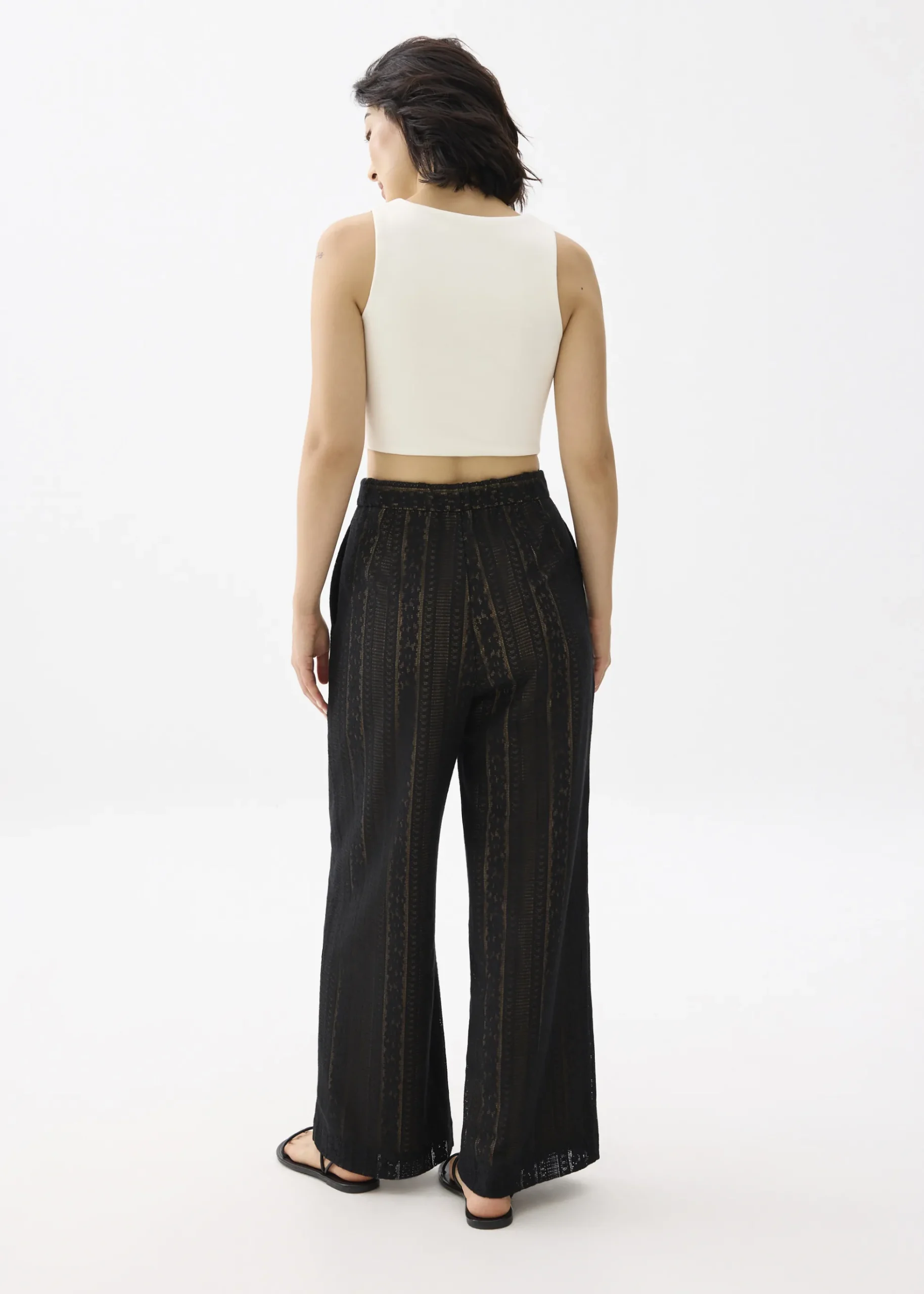 Elastic Lace Wide Leg Pants