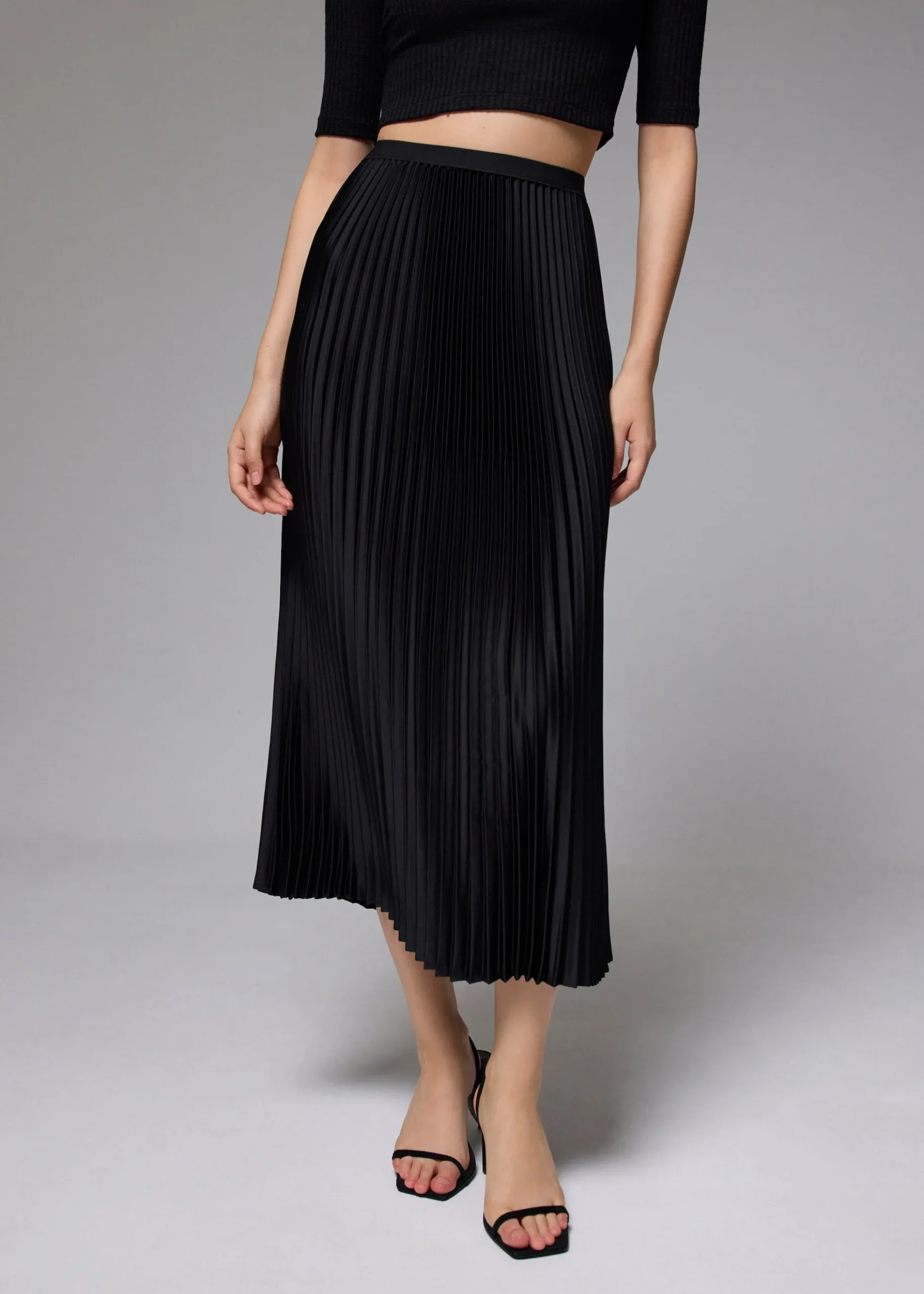 Elastic Pleated High Waist A-line Midaxi Skirt