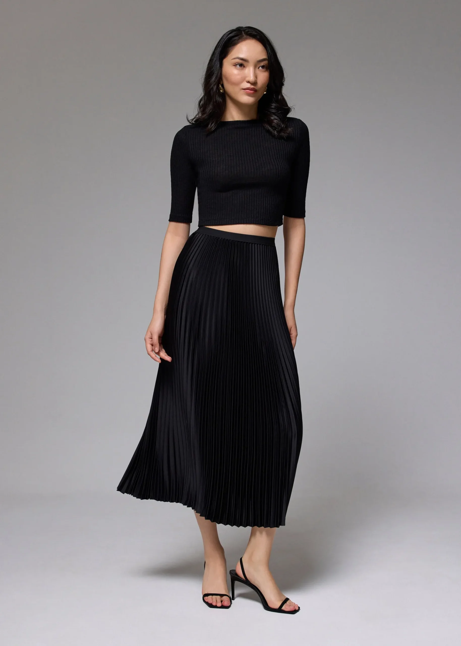 Elastic Pleated High Waist A-line Midaxi Skirt
