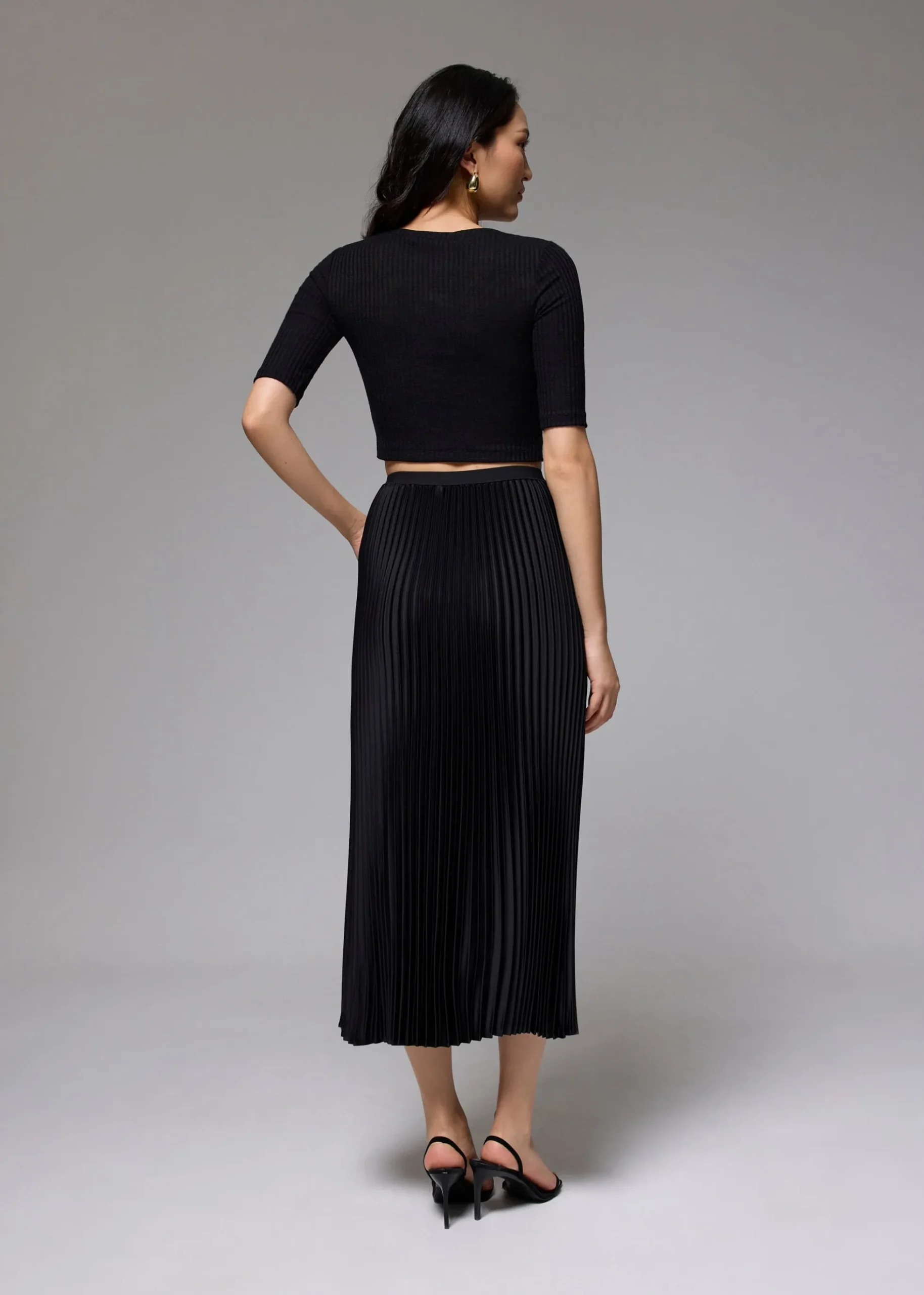 Elastic Pleated High Waist A-line Midaxi Skirt
